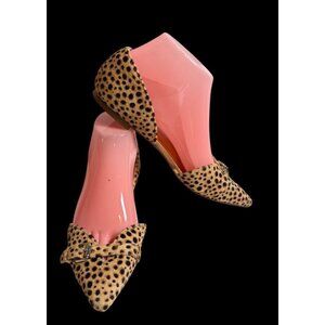 Dr. Scholls Womens Real Dyed Cow Fur D'Orsay Flats Leopard Print Sz. 6.5